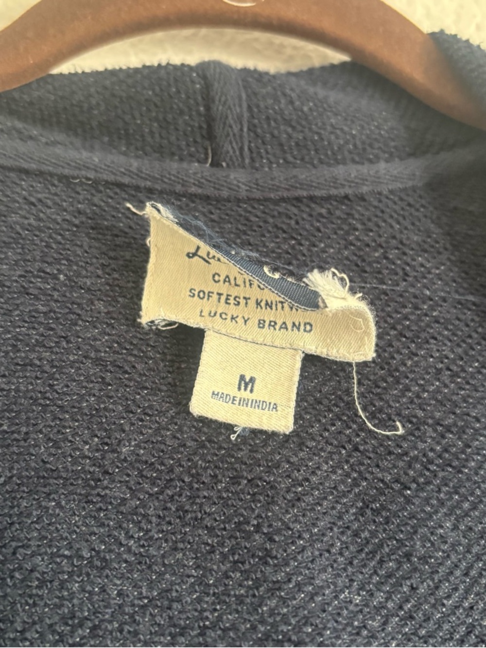 Lucky Brand Women's Size Medium Blue Embroidered Y2K Open Front Cardigan Sweater - Picture 3 of 4